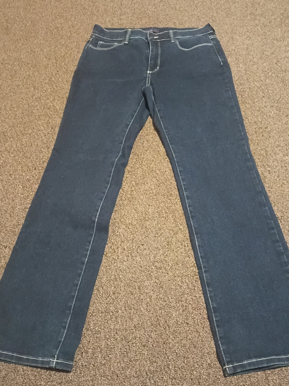NYDJ Dark Blue Flare Jeans with Contrast Stitching